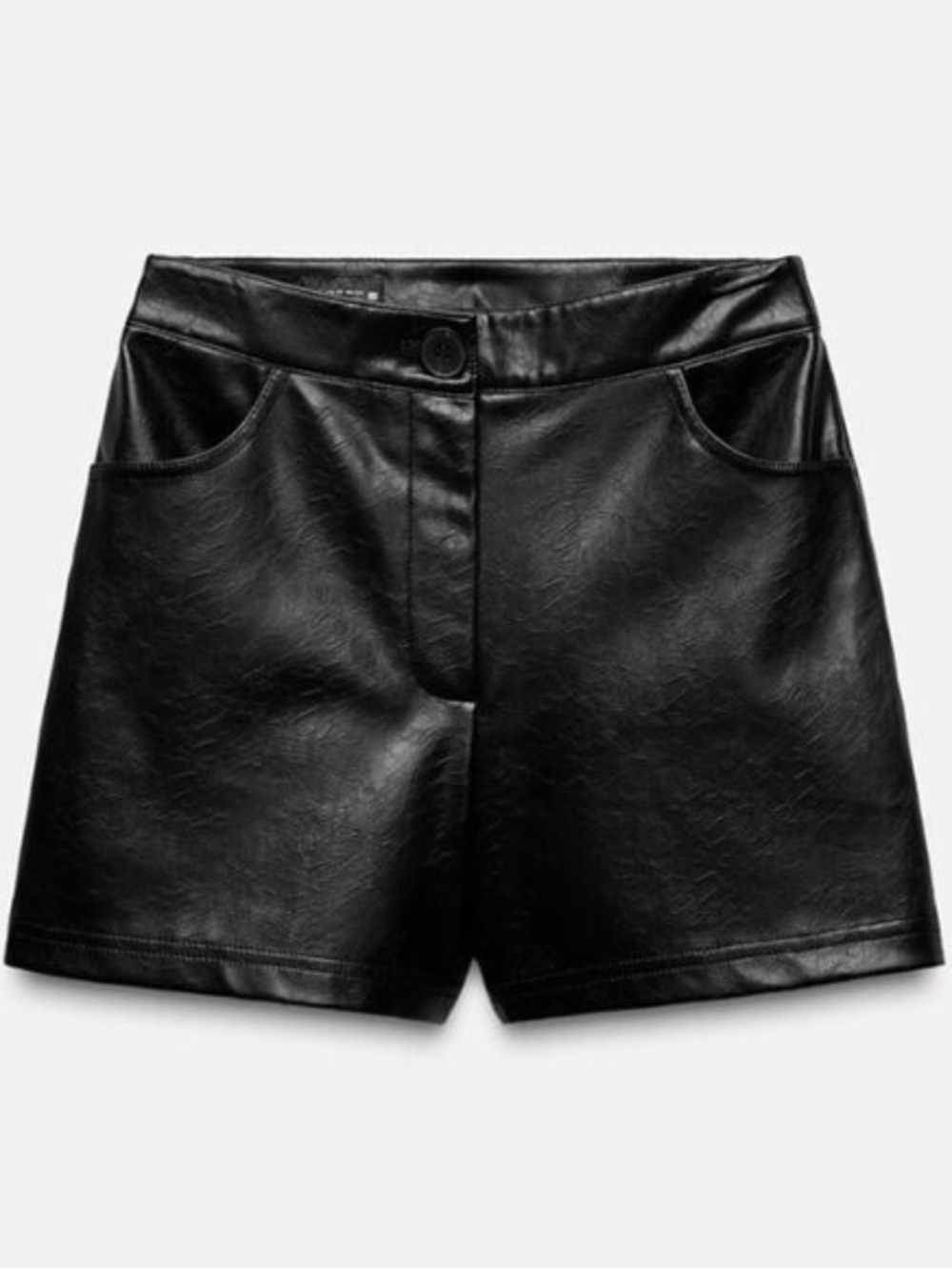 Zara Black Faux Leather High-Waist Shorts